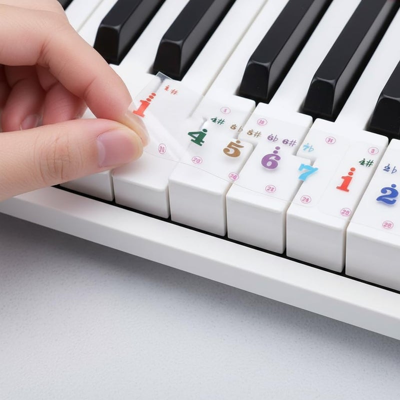 SUPVOX Piano Keyboard Stickers for 61 Keys Transparent Colorful Numbered Decals Removable Adhesive Learning Tool for Beginner Kids and Adults - Image 2
